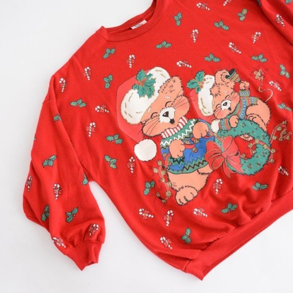 Vintage Ugly Christmas Nutcracker Red Holiday Puff Paint Cat Sweater - Picture 8 of 10
